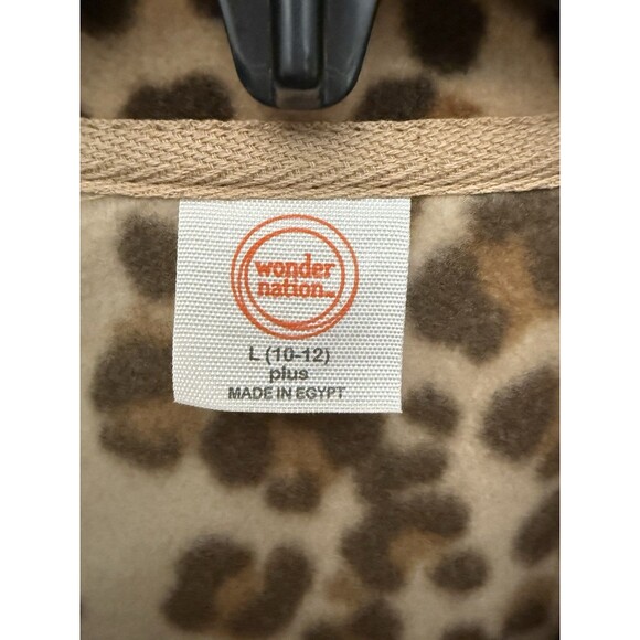 NWT girls L large 10–12 Plus fleece jacket Brown Cheetah full zip wonder Nation - Picture 3 of 6